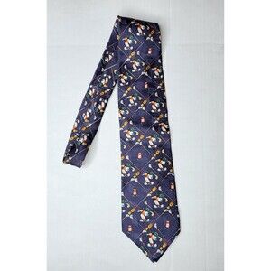 Disney Mickey & Co Neck Tie Mickey Mouse Golfing Navy Blue 100% Silk